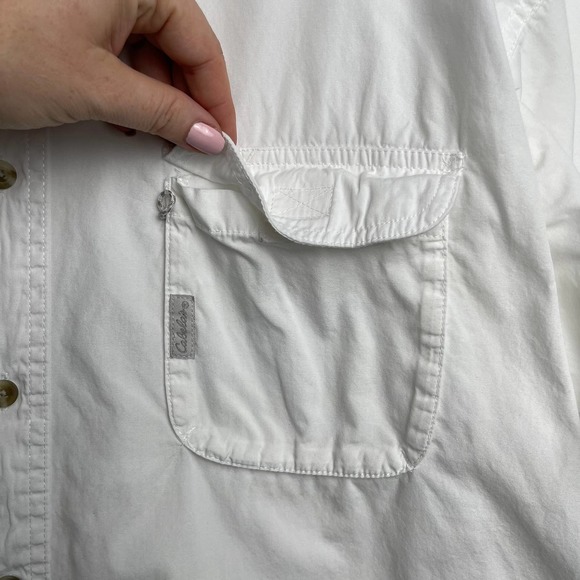 Cabela's Men's XL Lightweight Vented‎ Fishing Shirt Button Up Short Sleeve White - Picture 5 of 13